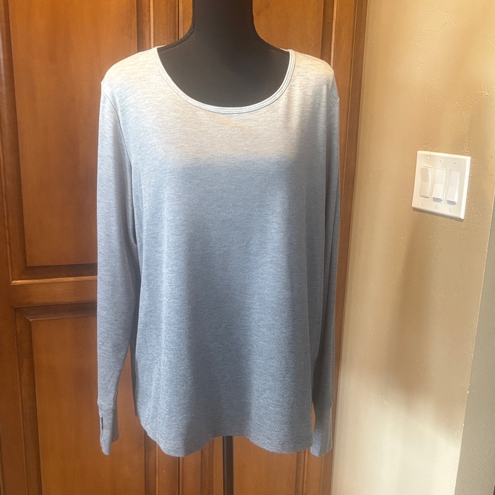 Ideology Light Blue Long Sleeve Scoop Neck Top